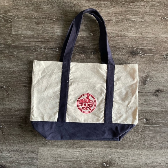 Trader Joe's Canvas Tote with Red Logo - Picture 1 of 2